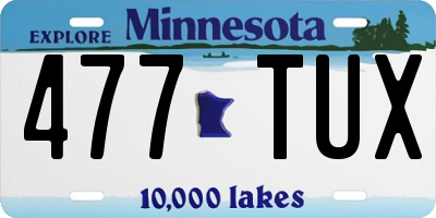 MN license plate 477TUX