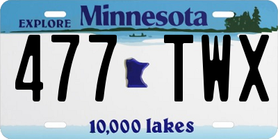 MN license plate 477TWX