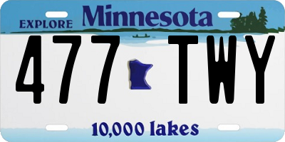MN license plate 477TWY
