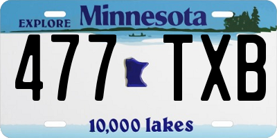 MN license plate 477TXB