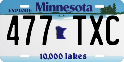 MN license plate 477TXC