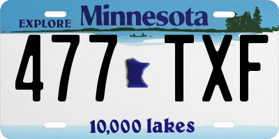 MN license plate 477TXF