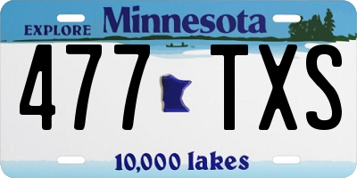 MN license plate 477TXS