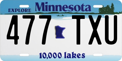 MN license plate 477TXU
