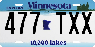 MN license plate 477TXX