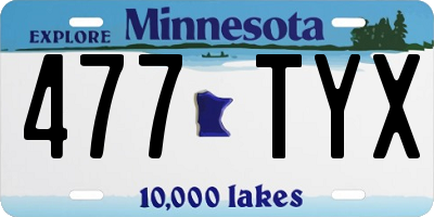 MN license plate 477TYX