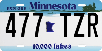 MN license plate 477TZR