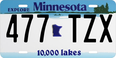 MN license plate 477TZX