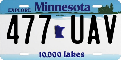 MN license plate 477UAV