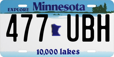 MN license plate 477UBH