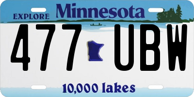 MN license plate 477UBW