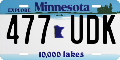 MN license plate 477UDK