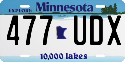 MN license plate 477UDX