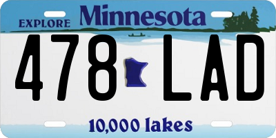 MN license plate 478LAD