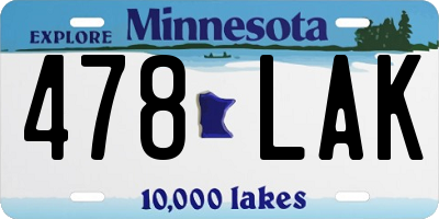 MN license plate 478LAK