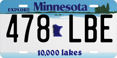 MN license plate 478LBE