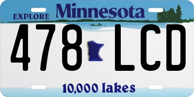MN license plate 478LCD