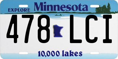 MN license plate 478LCI