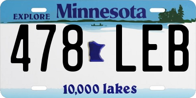 MN license plate 478LEB
