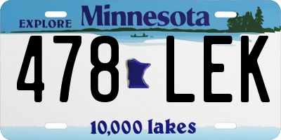 MN license plate 478LEK