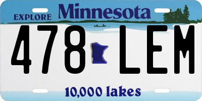 MN license plate 478LEM