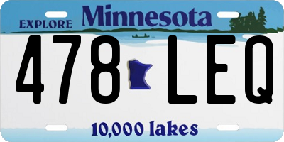 MN license plate 478LEQ