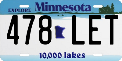 MN license plate 478LET