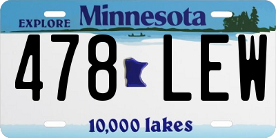 MN license plate 478LEW