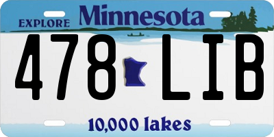 MN license plate 478LIB