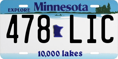 MN license plate 478LIC
