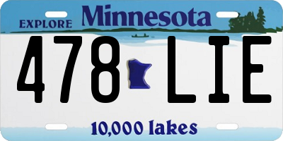 MN license plate 478LIE
