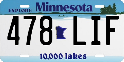 MN license plate 478LIF