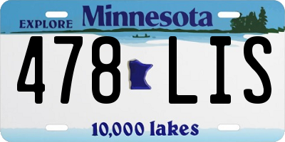 MN license plate 478LIS