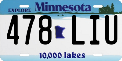 MN license plate 478LIU