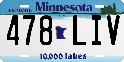 MN license plate 478LIV