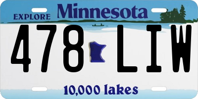 MN license plate 478LIW