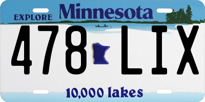 MN license plate 478LIX