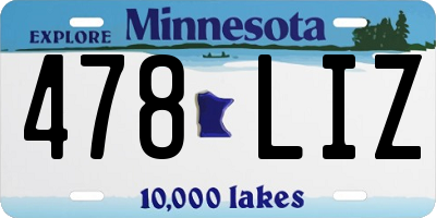 MN license plate 478LIZ
