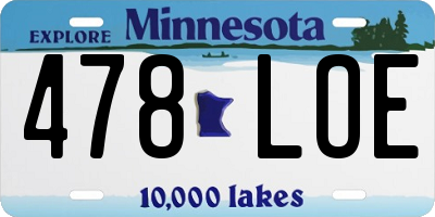 MN license plate 478LOE