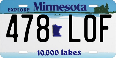 MN license plate 478LOF