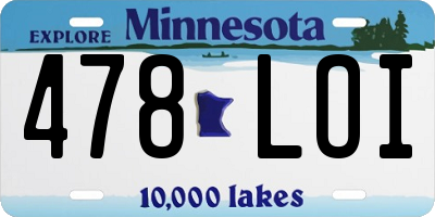 MN license plate 478LOI