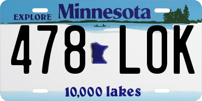MN license plate 478LOK