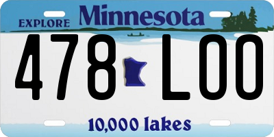 MN license plate 478LOO