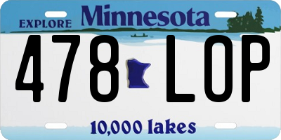 MN license plate 478LOP