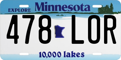 MN license plate 478LOR
