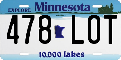 MN license plate 478LOT