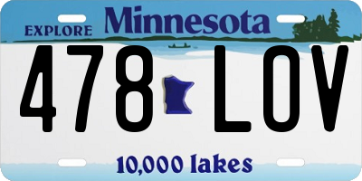 MN license plate 478LOV