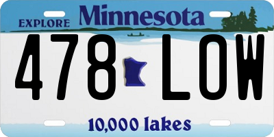 MN license plate 478LOW