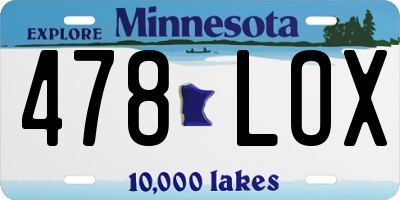 MN license plate 478LOX
