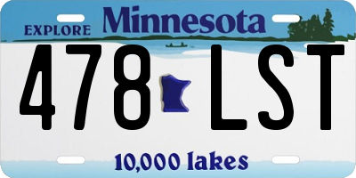 MN license plate 478LST